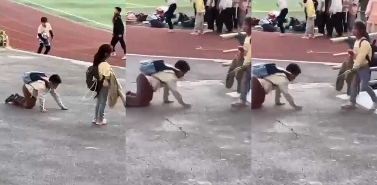 调教要从娃娃抓起！幼儿园惊现最小男奴 被小女孩用绳子拴住脖子狗爬调教