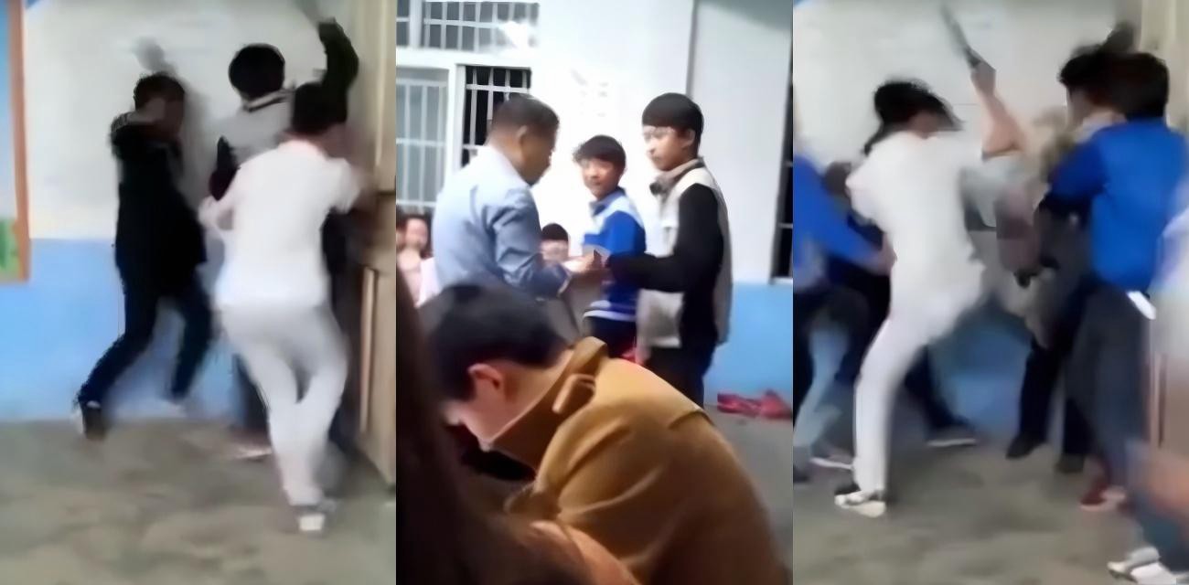 老师体罚学生 多位同学揭竿而起 逼在角落将其一顿痛扁 学校教室秒变群架现场！