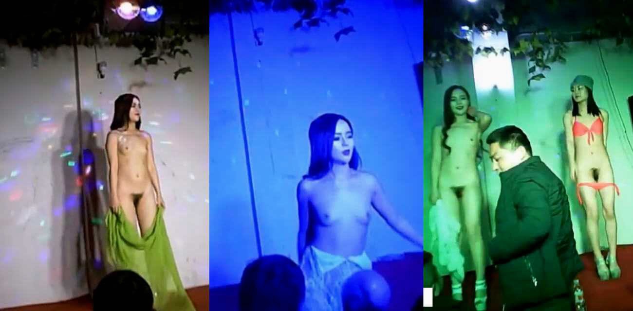 疯马秀乡村版，县城小剧院夜场大尺度全裸艳舞表演，前排观众现场舔舞女逼和屁股真的很刺激！